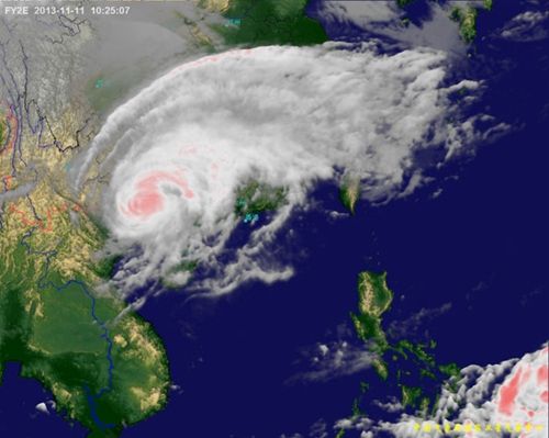 2013年第30号台风“海燕”11月11日10时25分高清云图（图片来源：国家卫星气象中心） 