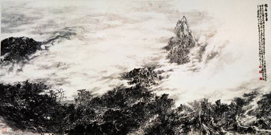 鹊华浴雪，张志民，53×232cm，2002年